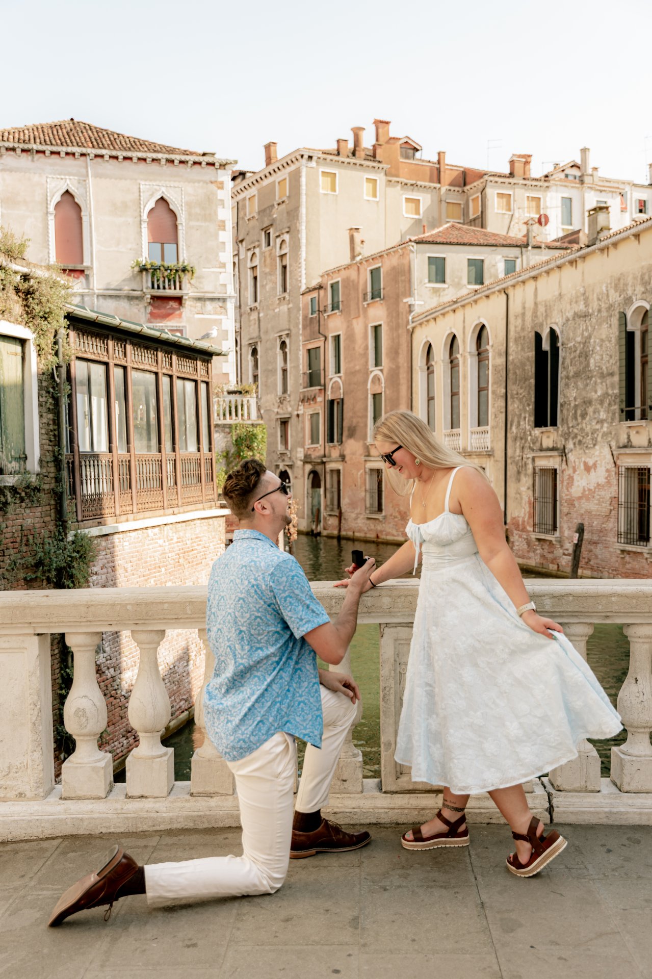 Venice Bridge Surprise Proposal Photoshoot